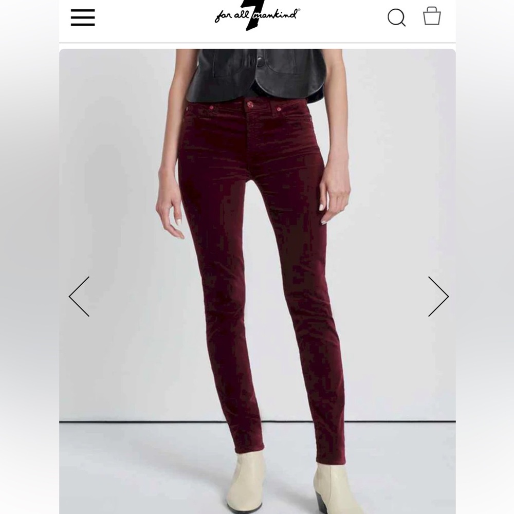 7 For All Mankind Velvet High Waist Skinny in Cabernet